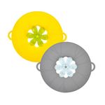 Silicone Spill-Proof Pot Lid - Rotatable Flower Shape Spill Stopper Lid Cover, Boil Over Safeguard Lid, 23/26/29cm Multifunctional Kitchen Tool (23cm, Grey)