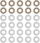 10 Pcs NUZAMAS 8x16mm Miniature Thrust Axial Metal Ball Bearing Small and Micro Flat Thrust Ball Bearings Steel Pressure Bearings for Door and Window Hinges