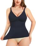 LODAY Compression Tank Tops for Women Tummy Control Shapewear Seamless Body Shaper Workout V-Neck Camisole Cami Tops (Black, Medium)