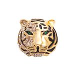 Rhinestone Tiger Head Brooch Pins for Men,Animal Lapel Pins Lion Wolf Head Coat Collar Brooch Vintage Lapel Pin Brooch Safety Pin Men Suit Accessory (B)