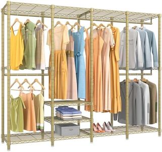 VIPEK V40 Wire Garment Rack Heavy Duty Clothes Rack for Hanging Clothes, Multi-Functional Metal Clothing Rack Bedroom Freestanding Wardrobe Closet Rack, 76"L x 15.7"W x 75.6"H, Max Load 800lbs, Gold