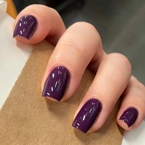 Modelones Drak Purple Press on Nails Short Square Fall Fake Nails