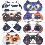 Sleep Mask for Kids Boys Girls Tphon Funny Blindfolds Soft Cute Animal Sleeping Masks with Adjustable Strap for Travel Naps Shift Works Games 8 Pack