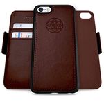 Dreem Fibonacci 2-in-1 Wallet Case for Apple iPhone 5/5s/SE1 - Luxury Vegan Leather, Magnetic Detachable Shockproof Phone Case, RFID Card Protection, 2-Way Flip Stand - Coffee