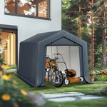 MFSTUDIO 8'x12' Storage Sheds, Outdoor Portable Storage Shelter Garage with Rolled up Zipper Doors, Heavy Duty Storage Carport Tent for Motorcycle, Bicycles and Outdoor Tools