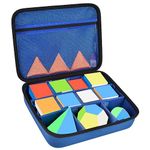 Grapsa Speed Cube Storage Case Bag Holds 12+ Different Types Cube Retro Brain Teaser Fidget Toy. Carrying Holder with Mesh Pocket Fits for Cube Stand/Tutorial (Box Only) - Blue