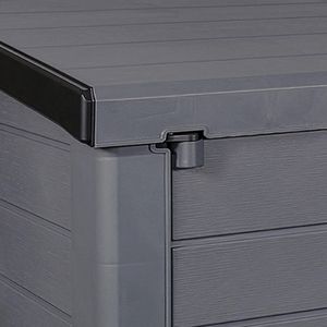 Duramax Cedargrain 1200L Plastic Garden Storage Shed – Grey, Flat Lid, Fits 2x 240L Bins, 145x85x125cm
