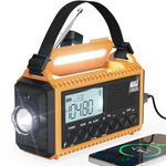 Emergency Radio,5000 Digital Weather Radio with AM/FM/NOAA/SW,SOS Survival Portable Radio,5 Way Powered Solar Hand Crank Radio with USB Charger, Flashlight, Reading Lamp, Headphone Jack for Outdoor