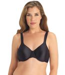 EXQUISITE FORM womens Satin Non Padded Underwire T Shirt Bra, Black, 38C US