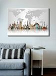 999Store Wooden Stretched Framed painting paintings for he decor world map wall art frame bed room living décor home Travel The World Monuments Wall frames canvas modern stylish hanging ( Canvas 18X24 Inches Strectched Canvas) FLPSZ131072017033