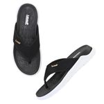 leaf Orthopedic Flip Flops, Black, Arch Support, Cushioned Insole, Heel Pain Relief, Unisex Slippers for Plantar Fasciitis (UK Footwear Size System, Adult, Men, Numeric, Medium, 6)