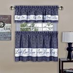 Achim Home Furnishings Soft Window Tier & Valance Set, Polyester, Navy, 58x36