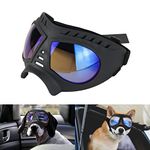 Namsan Dog Goggles for Large Dogs UV Dog Sunglasses Medium Large Breed Transparent Dog Glasses Wind/Dust/Fog/Snow Dog Eye Protection, Wide Snout Rest, Soft Frame, Clear Blue