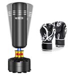 Dripex 69''Adult Free Standing Boxing Punch Bag with Boxing Gloves, Heavy Duty Punching Bag Stand with Suction Cup Base (Black)