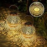 MAGGIFT Solar Lanterns for The Garden, 2 Packs Garden Lanterns Ornaments Outdoor - Metal Hanging Solar Garden Lights, IP65 Waterproof Solar Powered Solar Lantern for Outside Yard Patio Garden Decor