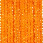 Giegxin 15 Pack Marigold Garland 5 Ft Long Strands Faux Marigold Flowers Faux Flower Garland Decorations Indian Wedding Decorations Flower Garland for Pooja, Wedding, Events, Diwali(Light Orange)