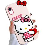 Tsbresd Compatible with iPhone XR Case, Cartoon Cute Funny Kawaii Cat Kitty Phone Case 3D Character Soft Silicone Cover Case for Kids Girls and Womens