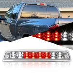 Auto Dynasty Dual Row LED 3rd Third Brake Cargo Light Rear Center High Mount Stop Lamp Compatible with Dodge Ram 1500 2500 3500 1994-2002, Chrome Housing Clear Lens