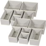 PETIARKIT Drawer Organizer, 12 Pack Foldable Closet Organizer and Storage Baskets Bins Linen Clothes Organizer, Dresser Drawer divider for Baby Clothing, Underwear, T Shirt, Bras, Socks (Light Grey)