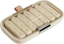 COSKIRA Portable Travel Pill Organizer, 21 Compartments Pill Case, Small Pill Box for Pocket Purse Portable Medicine Vitamin Container Beige Outdoor 7 Days Large Pill Case Daily Pill Container -1