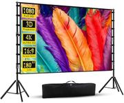 Projector Screen with Stand, Wootfairy 180 inch Portable and Foldable Projection Screen 4K HD 16:9 Rear Front Wrinkle-Free Movie Screen with Carry Bag for Indoor Outdoor Home Theater Backyard Cinema