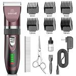 oneisall Dog Clippers Low Noise, 2-Speed Quiet Dog Grooming Kit Rechargeable Cordless Pet Hair Clipper Trimmer Shaver for Small and Large Dogs Cats Animals (Brown)