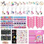 GOTFUN 72 Pcs Unicorn Party Bags Fillers for Girls, Unicorn Theme Toy, Kids' Party Favors Gift Bags Scratch Paintings Masks Keychains Slap Bracelet Sticker Pendants for Birthday Party Christmas Gifts