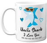 Uncle Birthday Mug - Uncle Shark - Uncle Birthday Gift from Nephew or Niece, Happy Birthday Uncle from Toddler Baby, Christmas Tea Coffee 11oz Ceramic Dishwasher Safe Mugs Cup