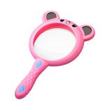 Kids Magnifying Glass 3X Handheld Magnification with 75mm Magnifying Lens, Shatterproof Magnifier with Non-Slip Soft Rubber Handle for Reading Books Inspecting Insects Hobbies Arts and Crafts (Pink)