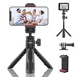 ULANZI M12 Extendable Selfie Stick for Gopro, Portable Vlog Cell Phone Tripod Stand with Phone Mount and Gopro Adapter, Mini Hand Grip Compatible with Gopro Hero 10/9/8/7/6/5 and Smartphone