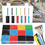 DIVUE Electrical Wire Cable Sleeving Wrap- 560Pieces Heat Shrink Tubing 2:1, Cable Wrap Assortment Electric Insulation Heat Shrink Tube Kit with Box(5 colors/12 Sizes) Black, Red, Blue, Yellow, Green