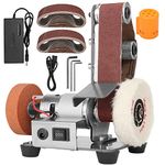 NuoDunco Sailboat Type Electric Belt Sanding Machine, Mini Belt Grinder 7 Adjustable Speed with 10pc 330mm*30mm Sanding Beltsand 2pc Grinding Wheel Polishing Wheel(UK 3 pin Plug Upgrade)