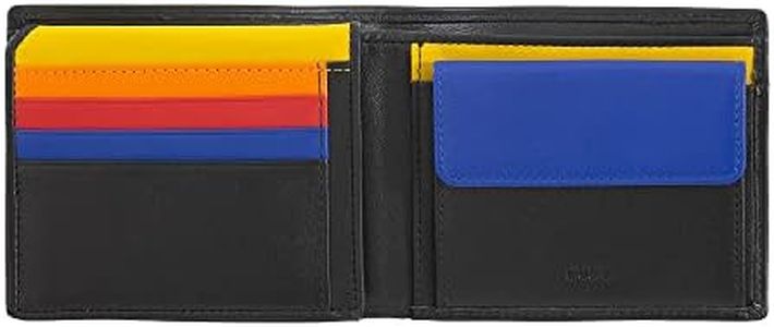 DUDU Cartera en Piel RFID Multicolor Clasica de Hombre Firmado Negro