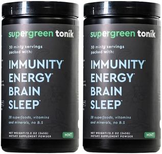 Supergreen Tonik 100% Natural Greens Superfood Powder – Daily Supplement with 38 Superfoods, Vitamins and Minerals – Supports Energy, Stress, Sleep and Immunity – 30 Day Supply – 360 Grams (2 Tubs)