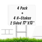 IKAYAS 4 Pack Large Size Blank Yard Signs with H-Stakes, 19 x 14 Inches White Garden Yard Signs Yard Sale Signs for Party Decorations,Garage Sale, Guidepost, Open House