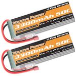 3S LiPo Battery Pack, 11.1V RC Lipo 3300mAh 50C Deans T Plug for RC Car Truck Truggy Airplane UAV Drone FPV Glider 3D Plane Park Flyers Vortex 400mm X-Sled(2 Packs)