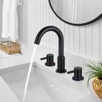 FGKQ Bathroom Faucet for Sink 3 Hole, 8 inch Widespread Bathroom Faucet, 2 Handle High Arc Matte Black Bathroom Sink Faucets with Pop-Up Drain and Water Supply Lines