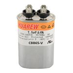 HUAREW 7.5 uF MFD ±6% 370/440 VAC CBB65 Oval Run Start Capacitor for Fan Start and Cool or Heat Pump Air Conditione or AC Motor Run