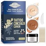 Tattoo Cover Up Makeup, Professional Tattoo Concealer Cream to Covers Tattoos, Scar, Dark Spots & Birthmarks, 2Colors DIY Tattoo Cover, Natural-looking