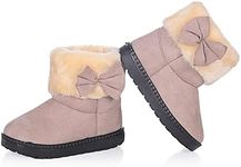 DADAWEN Baby's Girl's Toddler Fashion Cute Bowknot Fur Lining Princess Warm Snow Boots Gray US Size 4 M Big Kid