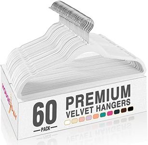 HOUSE DAY White Velvet Hangers 60 Pack, Premium Clothes Hangers Non-Slip Felt Hangers, Sturdy White Hangers Heavy Duty Coat Hangers, Durable Suit Hangers for Space Saving, No Hanger Marks 360 Rotating