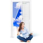Fiberglass Magnetic Screen Door, 125 x 270 cm Heavy Duty for Home Apartment Door Size with Full Frame Hook&Loop Strip White