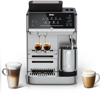 Ninja AutoBarista Automatic Espresso, Filter Coffee and Cold Brew Machine, 10 Drink Programs and 4 Milk Froth Presets, 340g Swappable Hopper, Dishwasher Safe Removable Parts, Silver AE1021UK