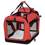 PawHut Folding Fabric Soft Portable Pet Dog Cat Crate Puppy Kennel Cage Carrier House Medium 23" Red New