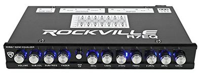 Rockville R7EQ 1/2 Din 7 Band Car Audio Equalizer EQ w/Front, Rear + Sub Output