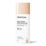 WishCare Daily Fluid Tinted Sunscreen SPF50 PA++++| L102 | Broad Spectrum Protection for all skin types | In-Vivo Tested Tinted Sun Screen | D-Panthenol, Niacinamide, Ectoin & Ginseng | Evens & Protects | 50ml