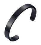 PAURO Men's Stainless Steel Opening Plain Bracelet for Him Black Dia 2.32"