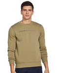 Qube By Fort Collins Men's Fleece Round Neck Regular Sweatshirt (929241 SMU_Light Olive_2XL)