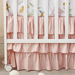 Brandream Blush Pink Shabby Chic Girl Ruffled Crib Bed Skirt Dust Ruffle Triple Layer 100% Egyptian Cotton Sateen Silky Nursery Bedding