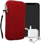 kwmobile Neoprene Phone Pouch Size XXL - 7" - Universal Cell Sleeve Mobile Bag with Zipper, Wrist Strap - Red